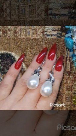 ПРОДАНО. Восхитительные массивные серьги. Серебро 925. Роскошный жемчуг Майорка. Циркон. Люкс!🔥