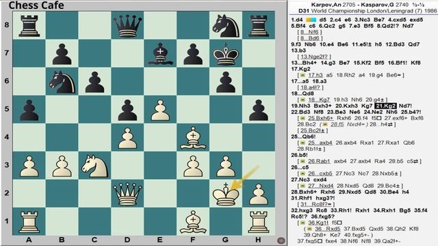 #7 Kasparov vs Karpov: World Chess Championship 1986 | Queen's Gambit Declined | game 7