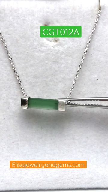 Horizontal green tourmaline crystal necklace for her CgT012A #greentourmaline