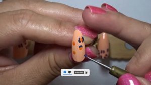Tangerine Cheetah Print Nails | Orange & Blue Freehand Cheetah Print Nails | RainbowRackNails