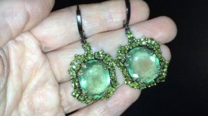 Серебряные серьги с флюоритом и хризолитами