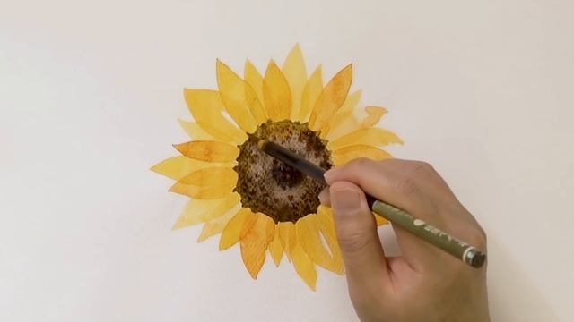 Рисуем подсолнух акварельными красками - просто и легко смотреть онлайн
