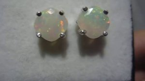Ethiopian Welo Natural Opal Sterling Silver Stud Earrings #317