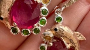 Серьги с мозамбикскими рубинами