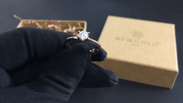 !! Кольцо 097763 из красного золота 585 пробы с муассанитом смотреть онлайн