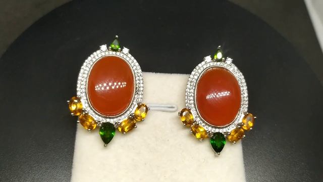 Сережки. Природний сердолік цитрин хром діопсид. Срібло 925. С1355 смотреть онлайн