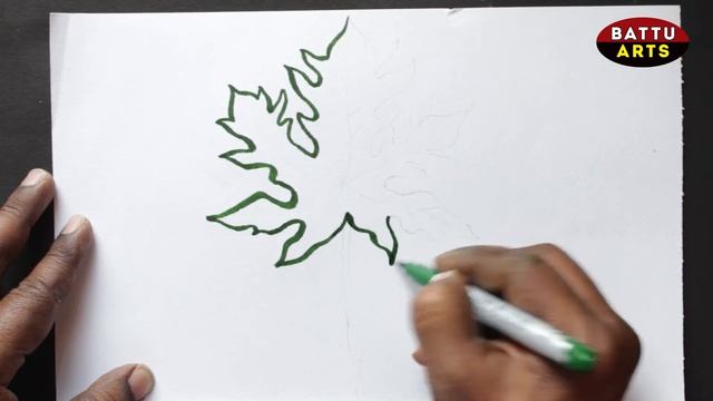 How to draw easy Papaya leaf  color drawing simple and easy