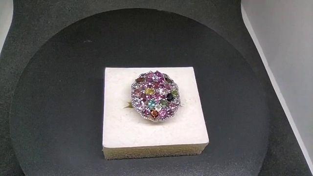 Кольцо. Натуральный турмалин, родолит и топаз. Серебро 925. К9045 смотреть онлайн