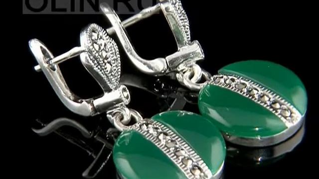 Сережки из серебра с бирюзой и марказитами