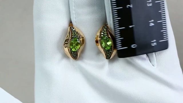 Золотые серьги Александра с фианитом и хризолитом кл2905а-5ск-са смотреть онлайн