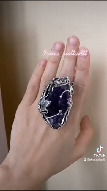 Ручная работа Мастеров Кубачи, камень Аметист. серебро 925 смотреть онлайн