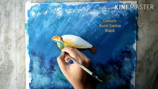 Underwater Turtle Acrylic Painting смотреть онлайн