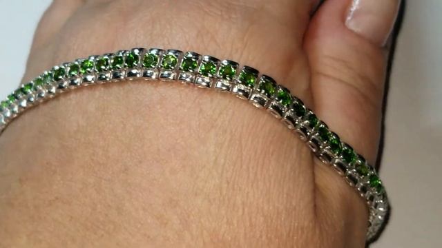 Серебряный браслет  Хромдиопсиды