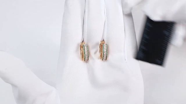 Золотые серьги ТД Эстет с фианитом и гидротермальным изумрудом 01С215948-6 смотреть онлайн