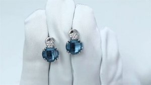 Серебряные серьги AQUAMARINE с фианитом и турмалином А4742888А