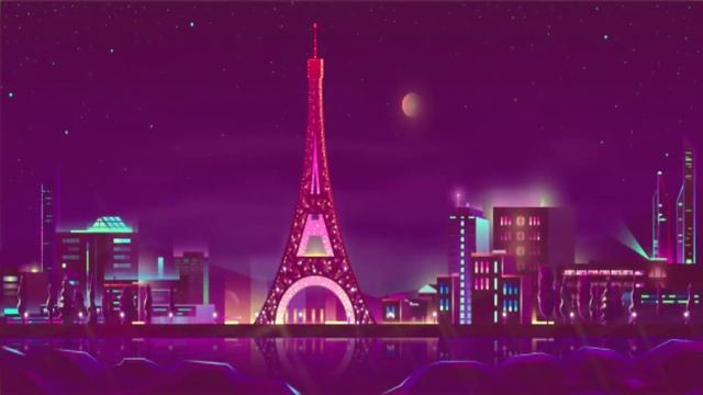 France Paris neon night / (La Tour Eiffel) Eiffel Tower moon light background animation video 2021 смотреть онлайн