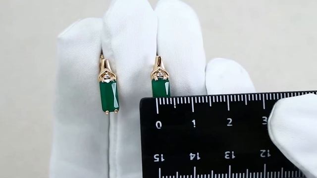 Серьги из золочёного серебра AQUAMARINE с фианитом и агатом А4469609А-п
