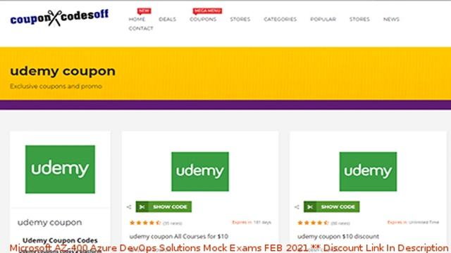 Microsoft AZ-400 Azure DevOps Solutions Mock Exams FEB 2021 coupon - udemy discount смотреть онлайн