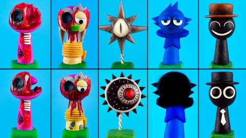 СПРУНКИ ФАЗА 5 Лепим фигурки из пластилина 🎵 Sprunki Phase 5 Лепка ОК Часть 4