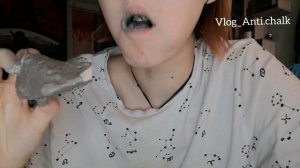 Хруст мелом. Элен в пасте из глины и меловой пудры. Хруст, асмр, asmr, chalk.