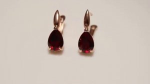 Серьги «Рубиновые капли» с кристаллами Swarovski