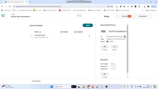 Theft Alert Notification with Arduino IoT Cloud and ESP8266