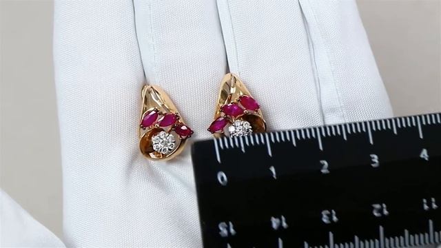 Золотые серьги Александра с бриллиантом и рубином 4021445ск смотреть онлайн