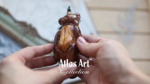 Елочная игрушка "Мишка". Стекло, ручная роспись (1)