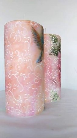 Decorative pillar candle floral with humming-bird