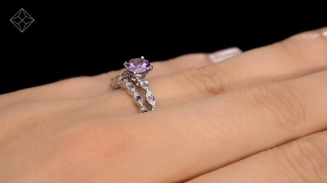 UT33228 - Stacking Ring Set Amethyst in Sterling Silver