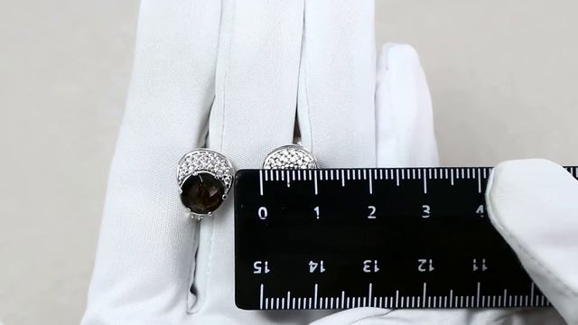 Серебряные серьги AQUAMARINE с фианитом и кварцем А4724601А смотреть онлайн