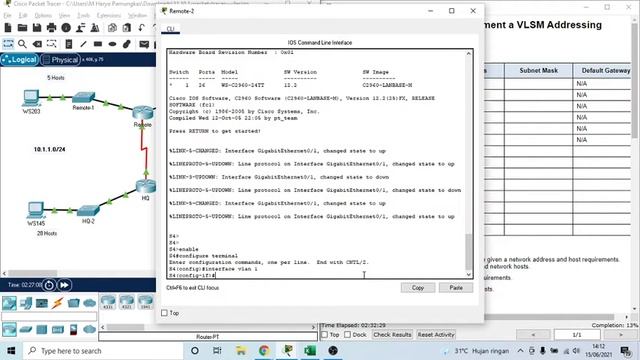 CCNA R&S-1 - Packet Tracer -11.10.1 - Design And Implement A VLSM Addressing Scheme