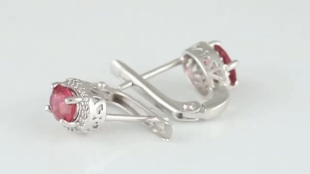 Серьги оправа серебро 925, вставка натуральный рубин смотреть онлайн