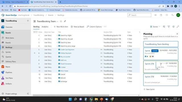 Azure DevOps | Azure Boards Sprint planning