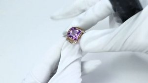 Золотое кольцо КЮЗ Del'ta с фианитом и аметистом D310367