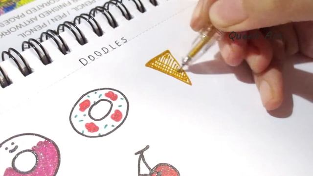 23 Cute Doodles With Glitter Pens | Fruit & Snack Doodles | Beginners Tutorial | Queen Art смотреть онлайн
