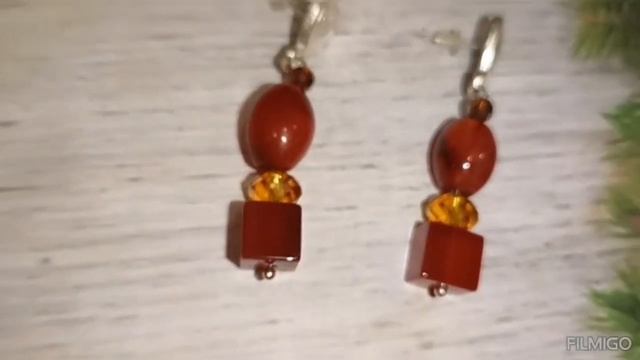Серьги с сердоликом.#бижутерияручнойработы #натуральныекамни