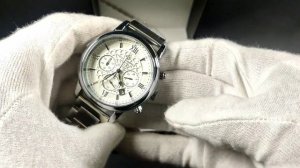 Часы Patek Philippe кварц. Металлический серый с белым циферблатом.