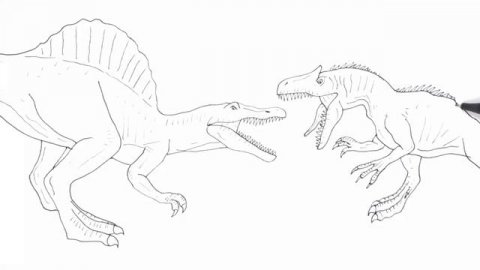 Spinosaur VS Allosaur How to Draw Dinosaurs From Jurassic Wolrd - Learn to Draw And Color Dinosaurs