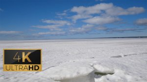 Облака над замерзшим морем. Спокойная музыка и звуки ветра. / Clouds Over the Frozen Sea. 1 час. 4K