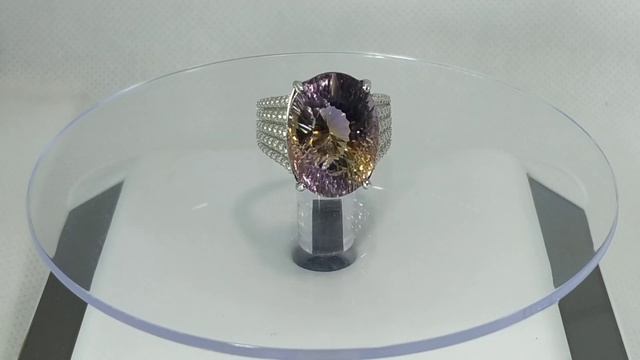 Кольцо с натуральным бразильским аметрином 16.54 сt Размер 17 Серебро 925 смотреть онлайн