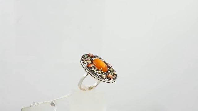 Серебряное кольцо с сердоликом и фианитами