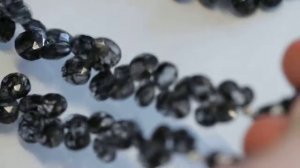 Black Rutilated Quartz Faceted Heart Briolettes, 6.5 - 8.5 mm