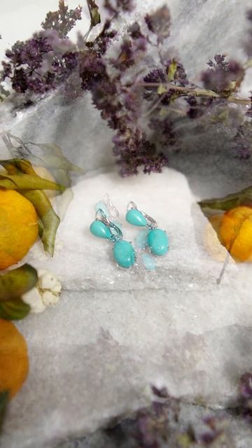 Серьги из серебра 925 пробы с натуральной бирюзой #krasnoe #украшенияизсеребра #серебро925