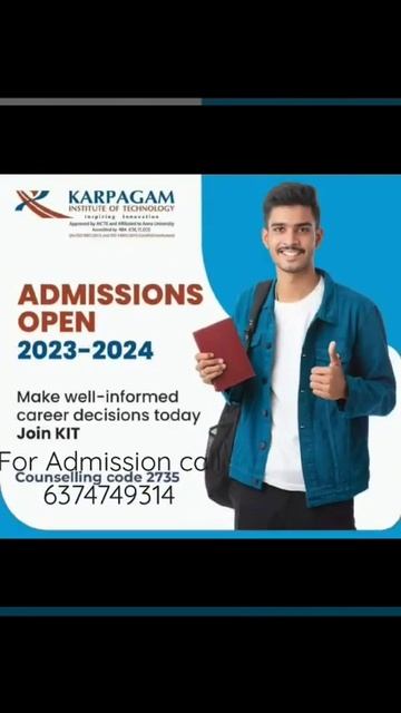 KARPAGAM INSTITUTE OF TECHNOLOGY |KIT| ADMISSION OPEN 2023-24 |#admissionopennow #admissions