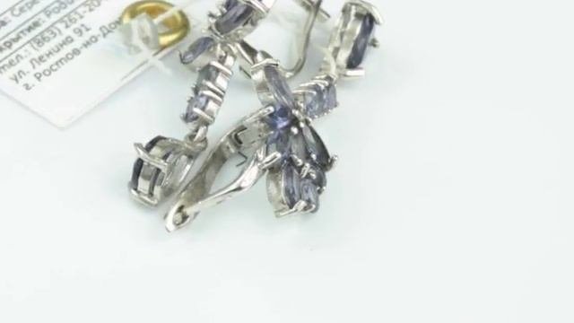 Серьги оправа серебро 925, вставка иолит