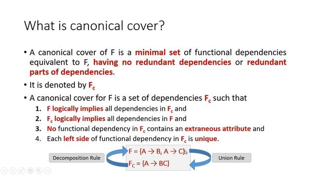 3.  Extreneous Attribute and Canonical Cover - Relational Database Design - DBMS
