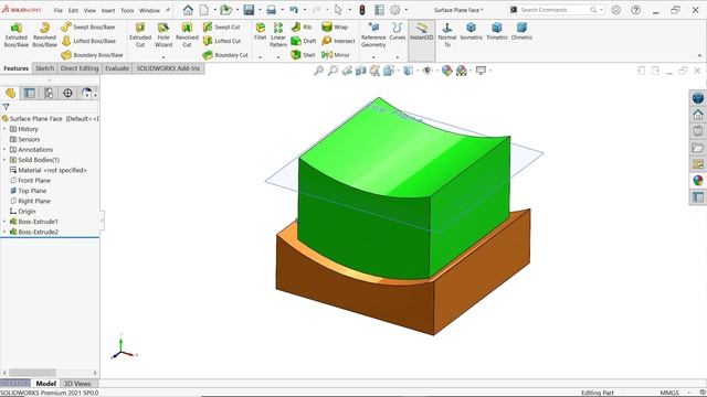Start Conditions in Extruded Boss Base Feature in Solidworks