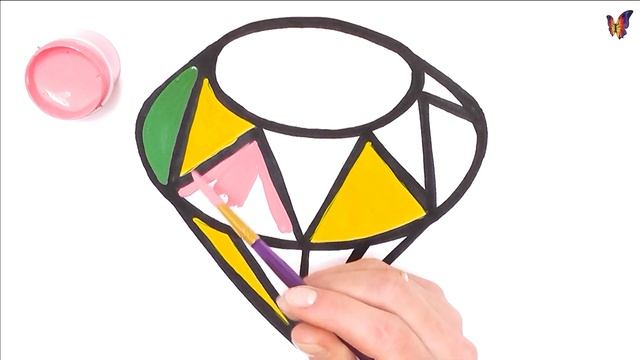 Нарисуем драгоценный камень алмаз и огранкой. Теперь это бриллиант! смотреть онлайн