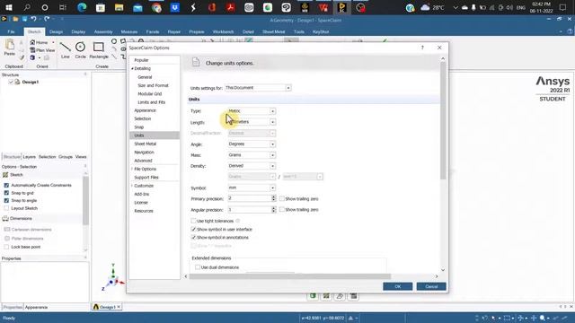 how to change units in space claim on Ansys #ansys #ansystutorial #spaceclaim #ansysworkbench